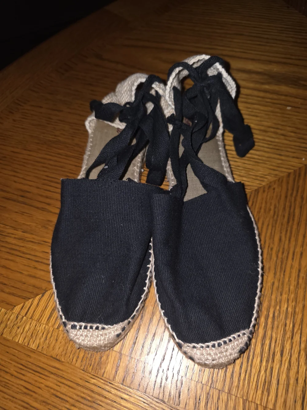 Toni Pons Oliueta Espadrille Flat with Black Ankle Tie In Black